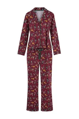 TRENDYOLMİLLA Bordo %100 Pamuklu Biyeli Mickey Mouse Lisanslı Örme Pijama Takımı THMAW27PT00188