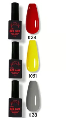 Lady red line 3lü kalıcı oje seti 10ml k34 kırmızı k61 sarı k28 gri