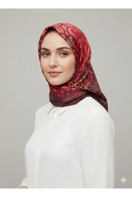 nehir eşarp Etnik Desen Viskon Modal Eşarp 100x100 Cm