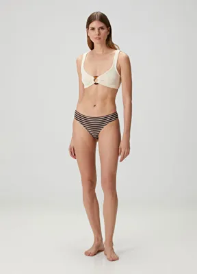 Brunello Cucinelli Kahverengi Çizgili Bikini Altı