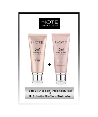 Note Cosmetics 3 In 1 Tinted Ton Eşitleyici 50 Spf Krem & 3 In 1 Glowing Skin Tinted Işıltılı 50 Spf Makyaj Seti