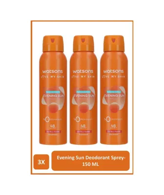 Watsons Evening Sun Deodorant Sprey Pudrasız 150 Ml X3