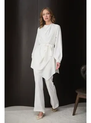 Melike Tatar Pantolonlu Takım 32-2841 EKRU