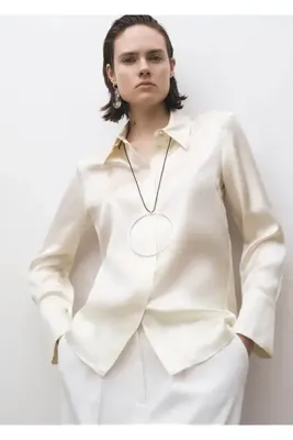 MANGO Woman Saten ipek gömlek