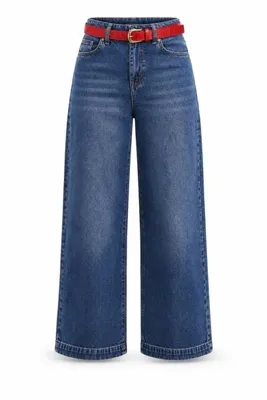 5in1Canpolat Mavi Kemerli Düz Kesim Jean 01028