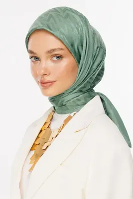 Mooncorn Küf Yeşili Nova Desen Luxury Jakar Eşarp