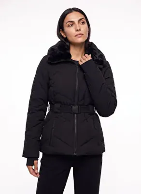 National Geographic Siyah Kadın Relaxed Kapitone Mont N6WL-MNT4535