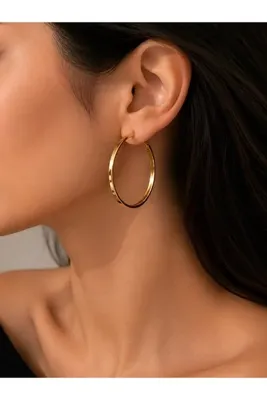 Ayzida Kadın Gold Büyük Halka Küpe