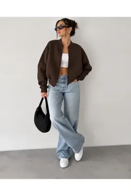 Basic Club KADIN 3 İPLİK ŞARDONLU FERMUARLI ÇIMALI BOMBER CEKET HIRKA