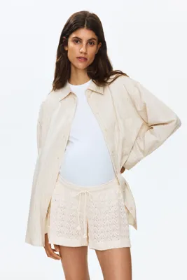 H&M MAMA Büzgü Bağlı ve Delik Desenli Triko Şort