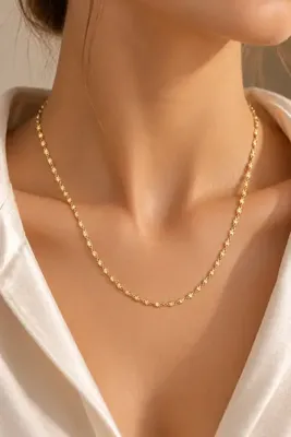 BYT STUDIO Gold Renk Tasarım Zincir Kolye 60 cm Kadın Uzun Çelik Kararmaz Zincir Kolye