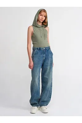 Dilvin 71391 Tint Yıkama Denim Baloon Pantolon-Tint