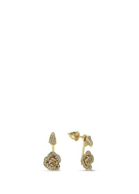 Meri Lou Rose And Thorn Diamond Earrings 14 Ayar Altın Kadın Küpe