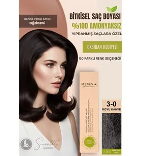 Renna AMONYAKSIZ Bitkisel Yıpranmış Saçlar İçin Saç Boyası 7-0 KUMRAL 60ml