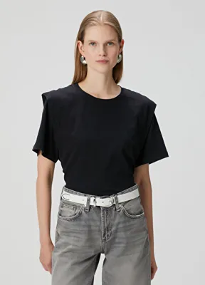 Isabel Marant Zelitos Siyah Vatkalı T-shirt