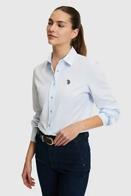 U.S. Polo Assn. Kadın Açık Mavi Uzun Kollu Basic Gömlek 50324791-VR003