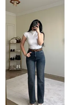 YELZEY BUTİK Premıum Classic Yüksek Bel Jean