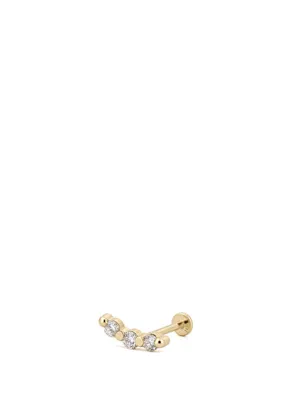 AJA Curve Trio Yay Şeklinde Üç Lab Grown Diamond Taşlı 14 Ayar Altın Kadın Piercing