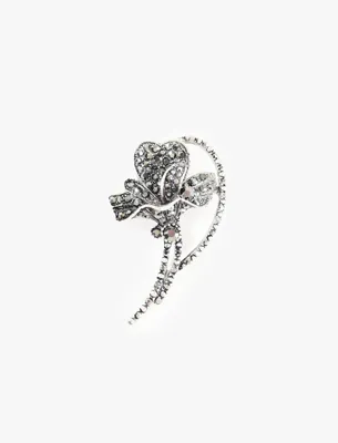 Koton Kristal Taşlı Kalp Formlu Çiçek Motifli Metal Broş