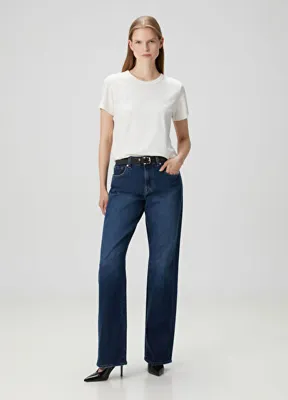 7 For All Mankind Tess Straight Koyu Mavi Jean Pantolon