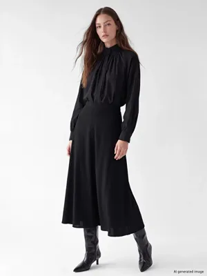 LCW Modest Beli Fermuarlı Modal Karışımlı Kloş Etek
