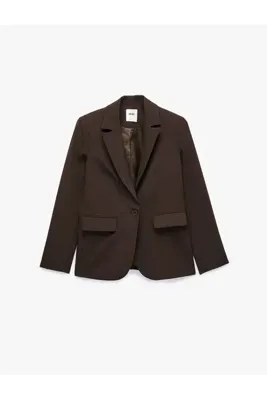 Koton Geniş Yaka Cep Detaylı Düğmeli Blazer Ceket