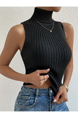 ATEMODAA OMUZU AÇIK BALIKÇI YAKA TRİKO BLUZ