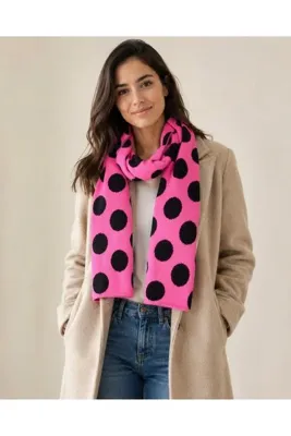 Sebir Moda Puantiye Desenli Triko Atkı
