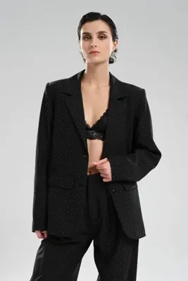 tw3 Kadın Komple Taşlı Premium Kalite Tasarım Blazer Ceket