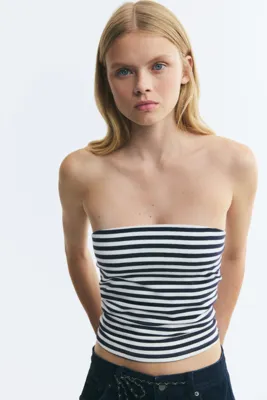 H&M Pamuklu Straplez Üst