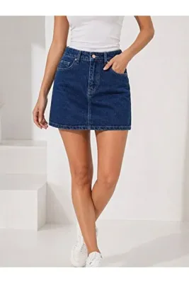 STOREBARS Yüksek Bel Mini Jean Etek