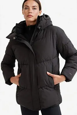 DeFacto Rüzgar Geçirmez Su İtici Regular Fit Yarım Polar Astarlı Kapüşonlu Fermuarlı Kışlık Mont A1553AX25WN