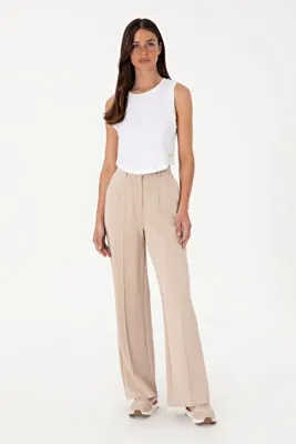 U.S. Polo Assn. Kadın Camel Modal Karışımlı Loose Fit Örme Pantolon 50300762-VR015