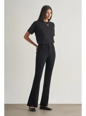 Mizalle Skinny Fit Flare Paça Siyah Denim Pantolon