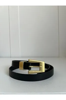 Eksibir Mat Sarı Tokalı Kadın Kemeri Pantolon Kemeri