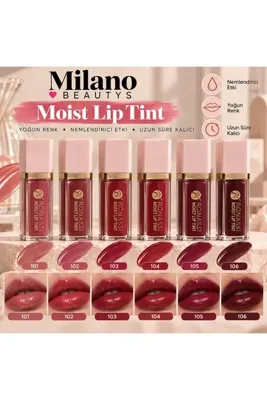 MİLANO BEAUTYS Moist Lip Tint Nemlendirici Dudak Renklendirici – Yoğun Renkli Kalıcı Tint