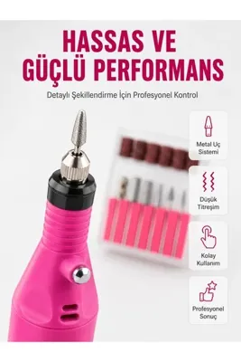 Lisinya Elektrikli Manikür Pedikür Törpü Seti 6 Başlıklı Yeni Nesil -