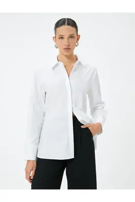 Koton Uzun Kollu Gizli Pat Detaylı Regular Fit Poplin Gömlek