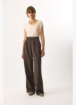 VENA Kadın Chloe Wide Leg Palazzo Pantolon %100 Lyocell (Tencel™) - Kahverengi