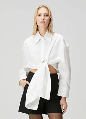 Givenchy Beyaz Asimetrik Poplin Gömlek