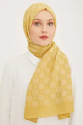ARMİNE Trend Ultra Light A Logolu Şal Sarı