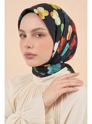 InStyle Yonca Desen Gri Soft Pamuk Eşarp