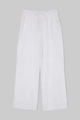 Drop by TrendyolMilla Beyaz Beli Lastikli Ayarlı Ön Arka Cepli Rahat Kalıp Premium Pantolon TDRSS26PL00051