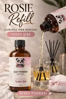 Rosie Silky Powder Çubuklu Oda Kokusu Yedek Şişe 250 ml – Pudramsı Ortam Kokusu, Reed Diffuser, Refi