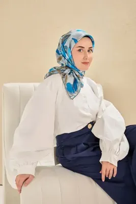 Silk Home Twill İpek Eşarp Sulu Boya Açık Mavi 90x90