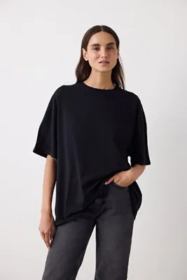 Penti Siyah Basic Oversize Kısa Kollu Tişört