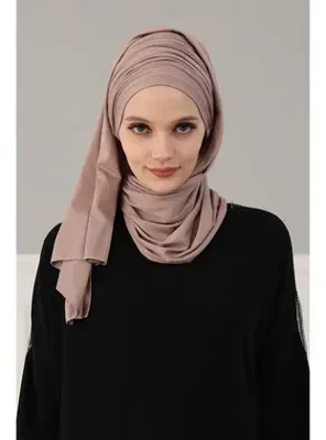 Aisha`s Design Büzgülü Penye Boneli Şal,Vizon,BT-1