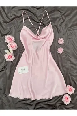 Lena Homewears Kadın Degaje Yaka Saten Gecelik