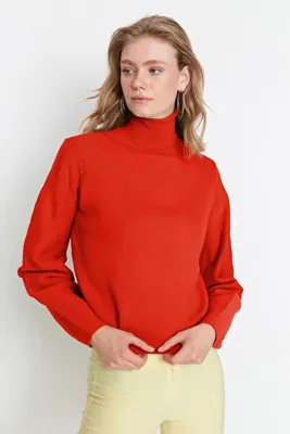 TRENDYOLMİLLA Nar Çiçeği Basic Balıkçı Yaka Triko Kazak TWOAW21KZ0485