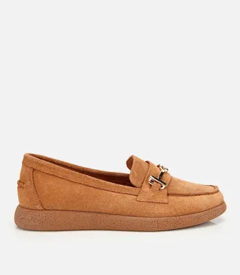 Hotiç Kadın Süet Deri Taba Yumuşak Tabanlı Comfort Günlük Loafer